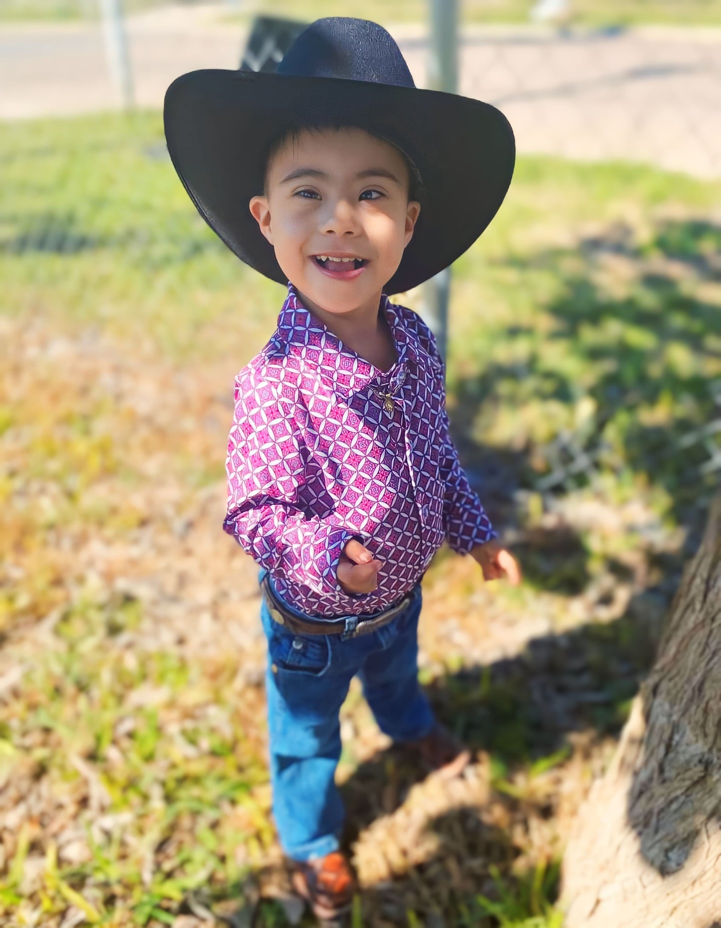 Purple & Pink Geometric Button Up