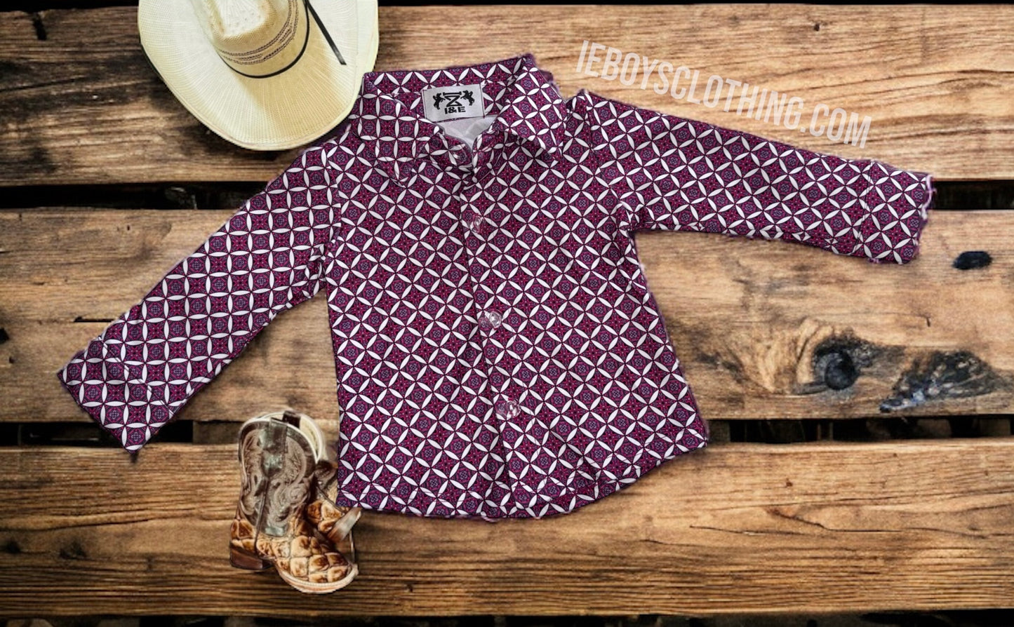 Purple & Pink Geometric Button Up