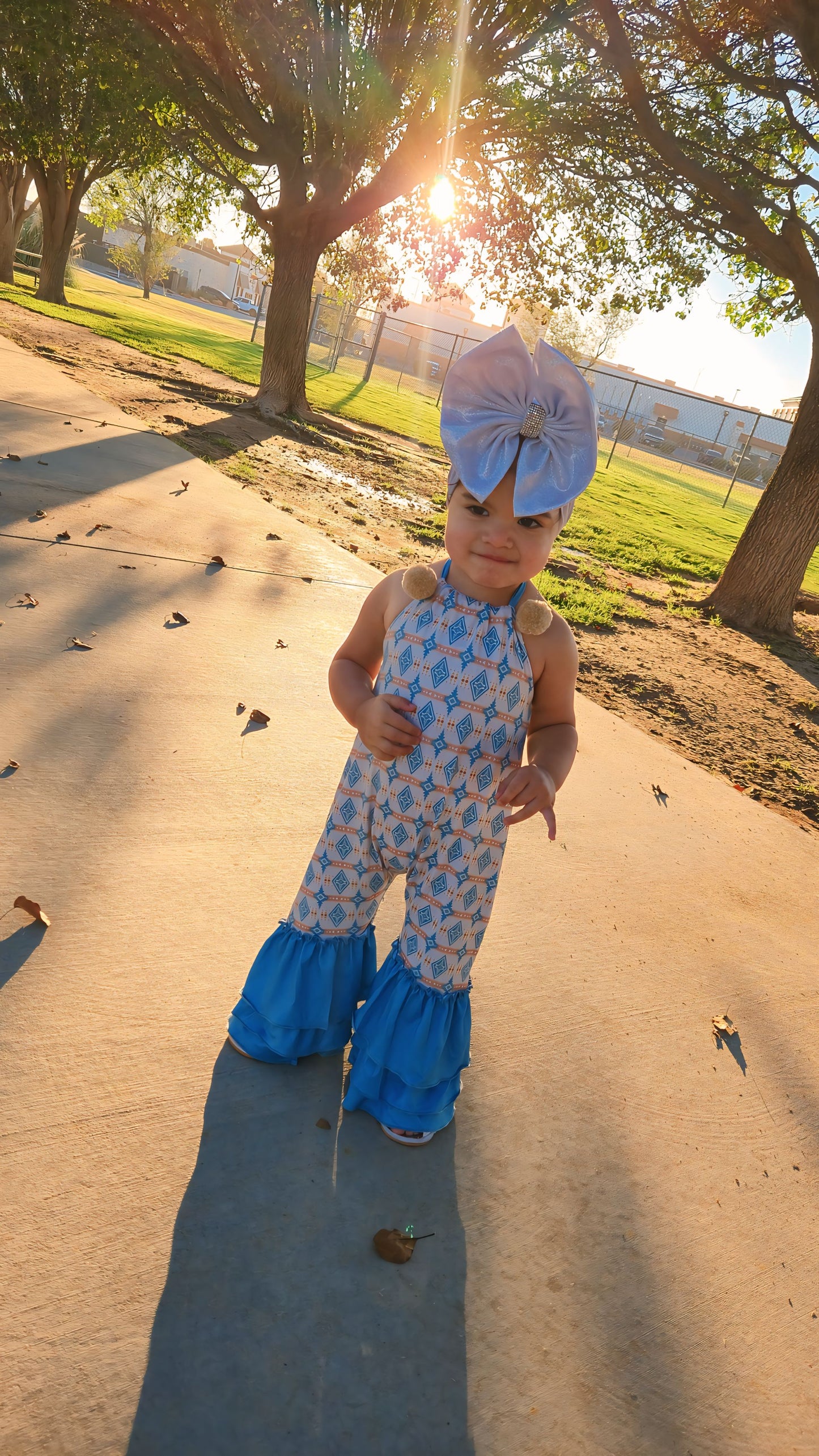 Blue and White Romper